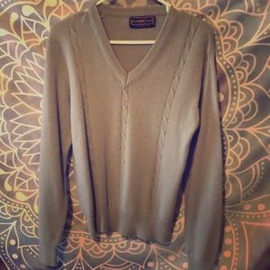 VINTAGE V-Neck Cable Sweater
